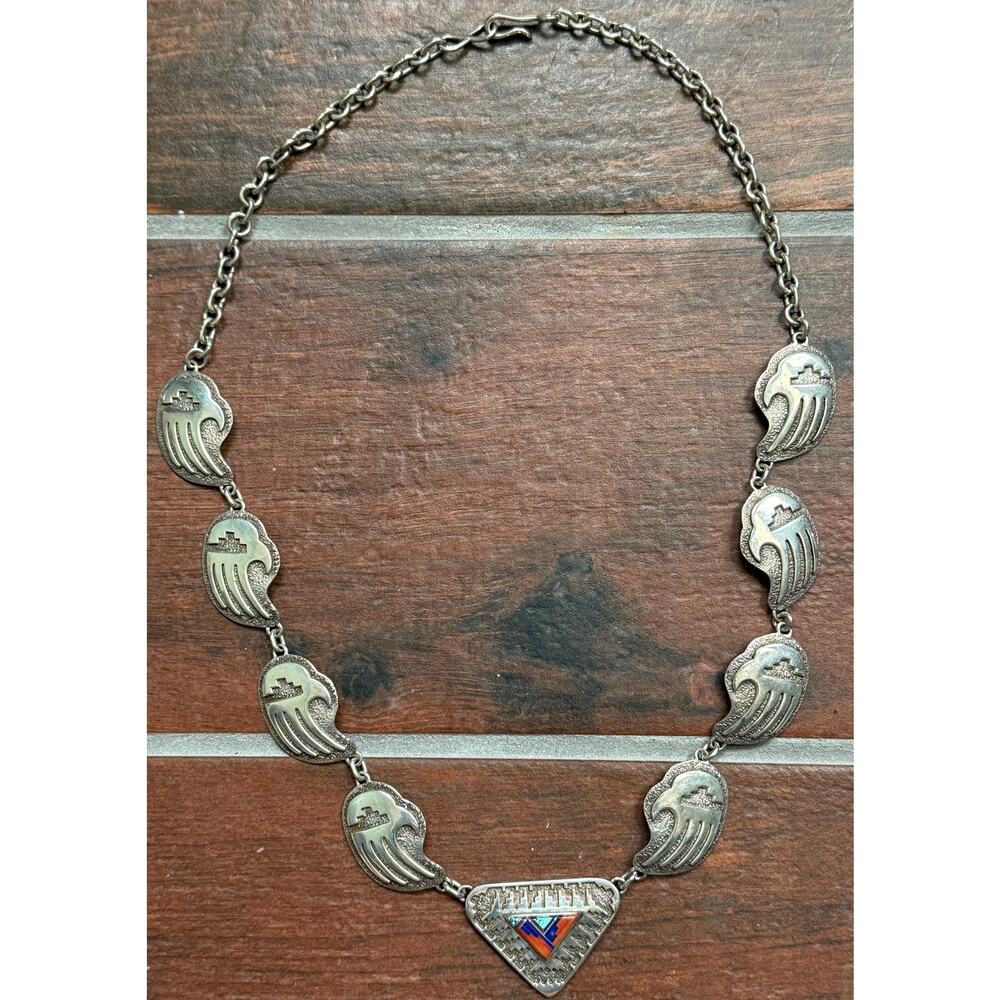 Rick Tolino Vintage Turquoise Sterling Silver Navajo Necklace